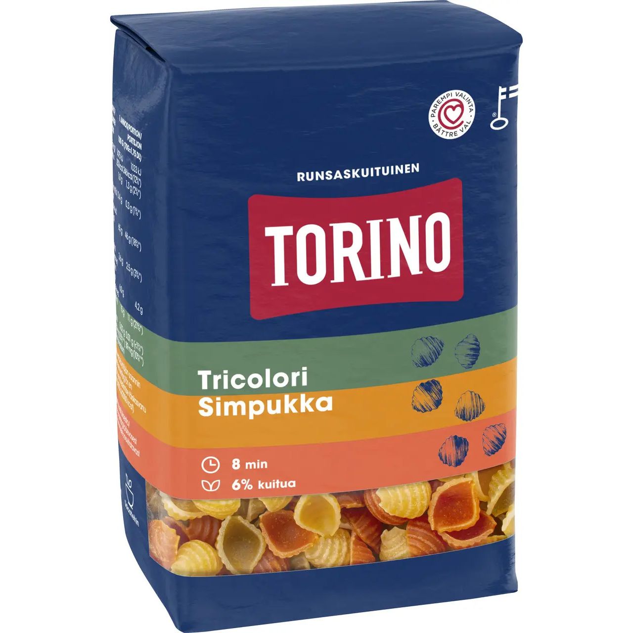 Макароны Torino Tricolori Simpukka ракушки 425 г - фото 1
