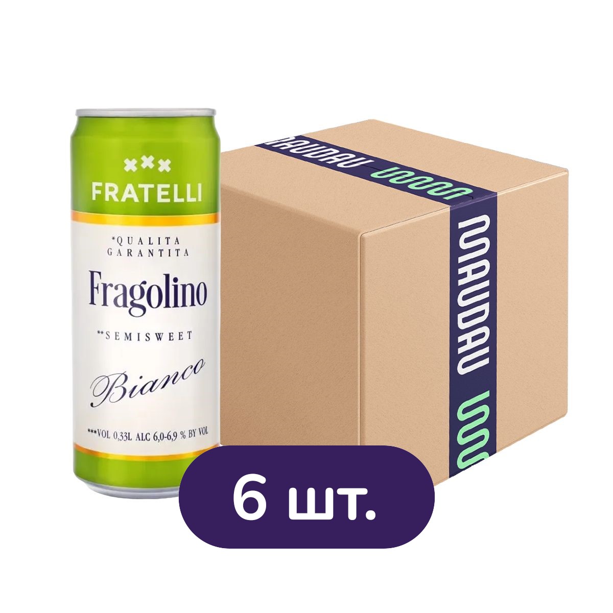 Напій винний Fratelli Fragolino Bianco 6.9% 1.98 л з/б (6 шт. х 0.33 л) - фото 1