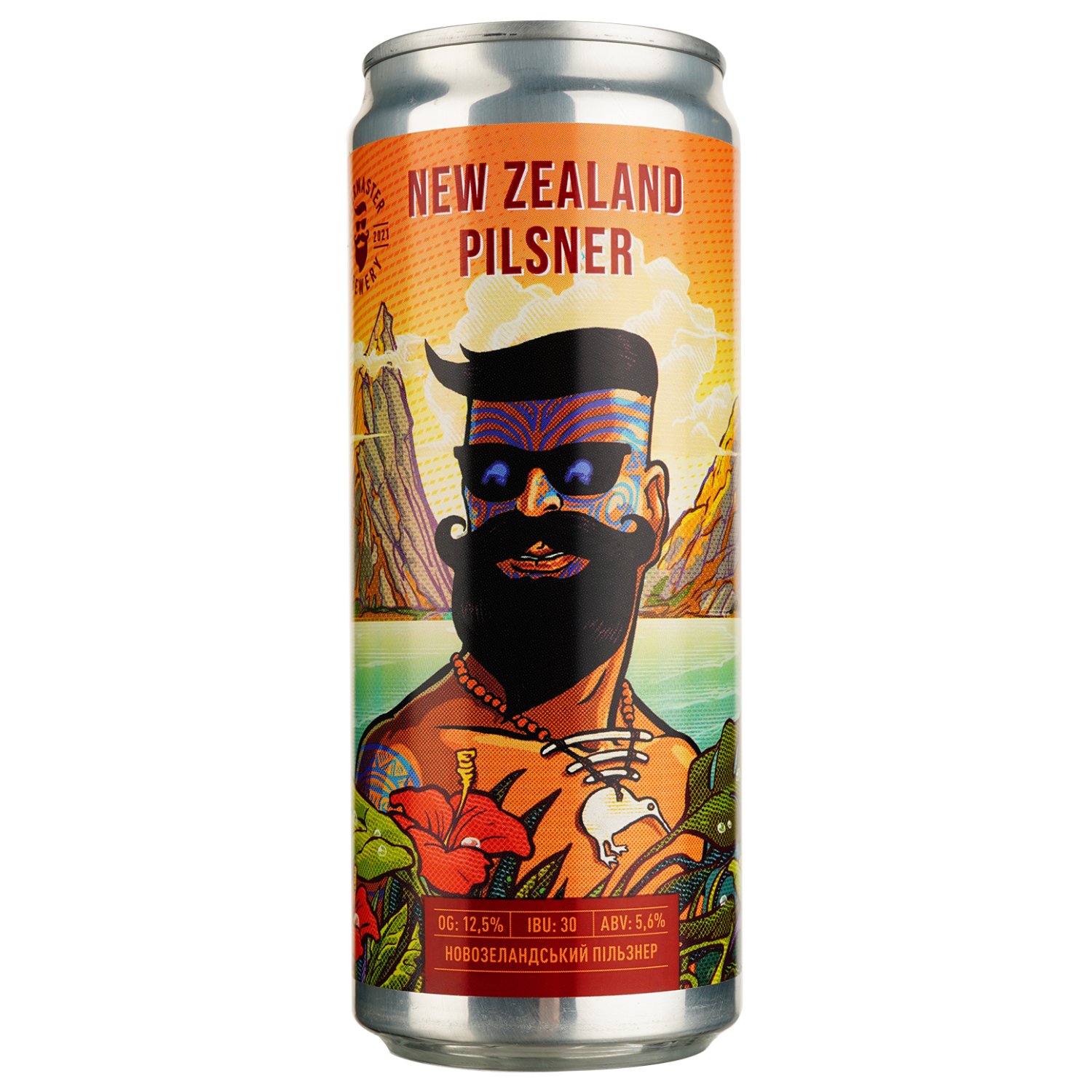 Пиво Beermaster Brewery New Zealand Pilsner, світле, нефільтроване, 5,6%, з/б, 0,33 л - фото 1