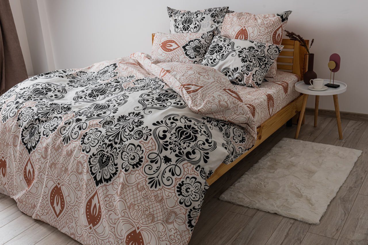 Комплект постельного белья ТЕП Soft dreams Turkish полуторный черный с бежевым (2-03857_25321) - фото 2