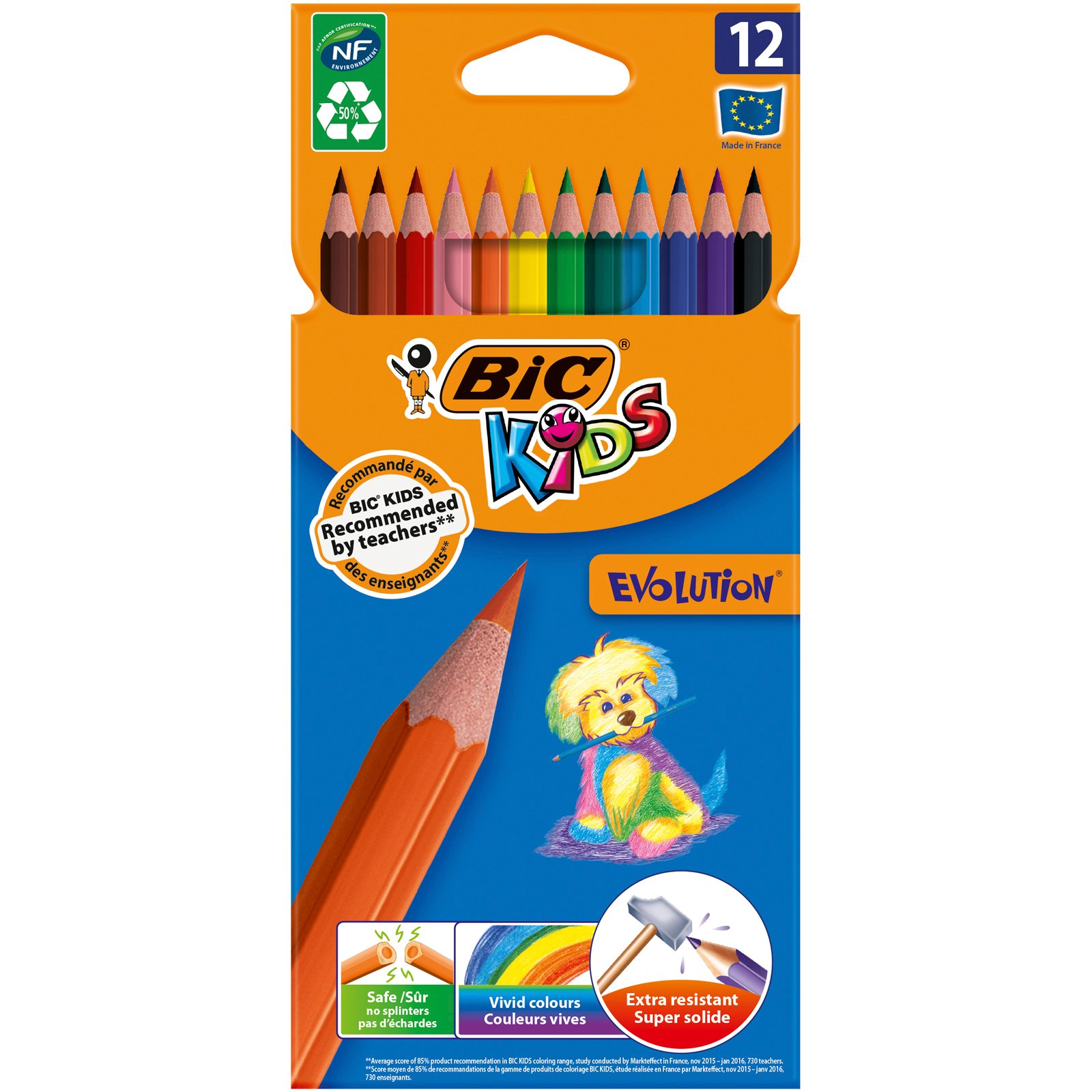 Карандаши цветные BIC Kids Evolution ECOlutions, 12 цветов (82902912) - фото 1