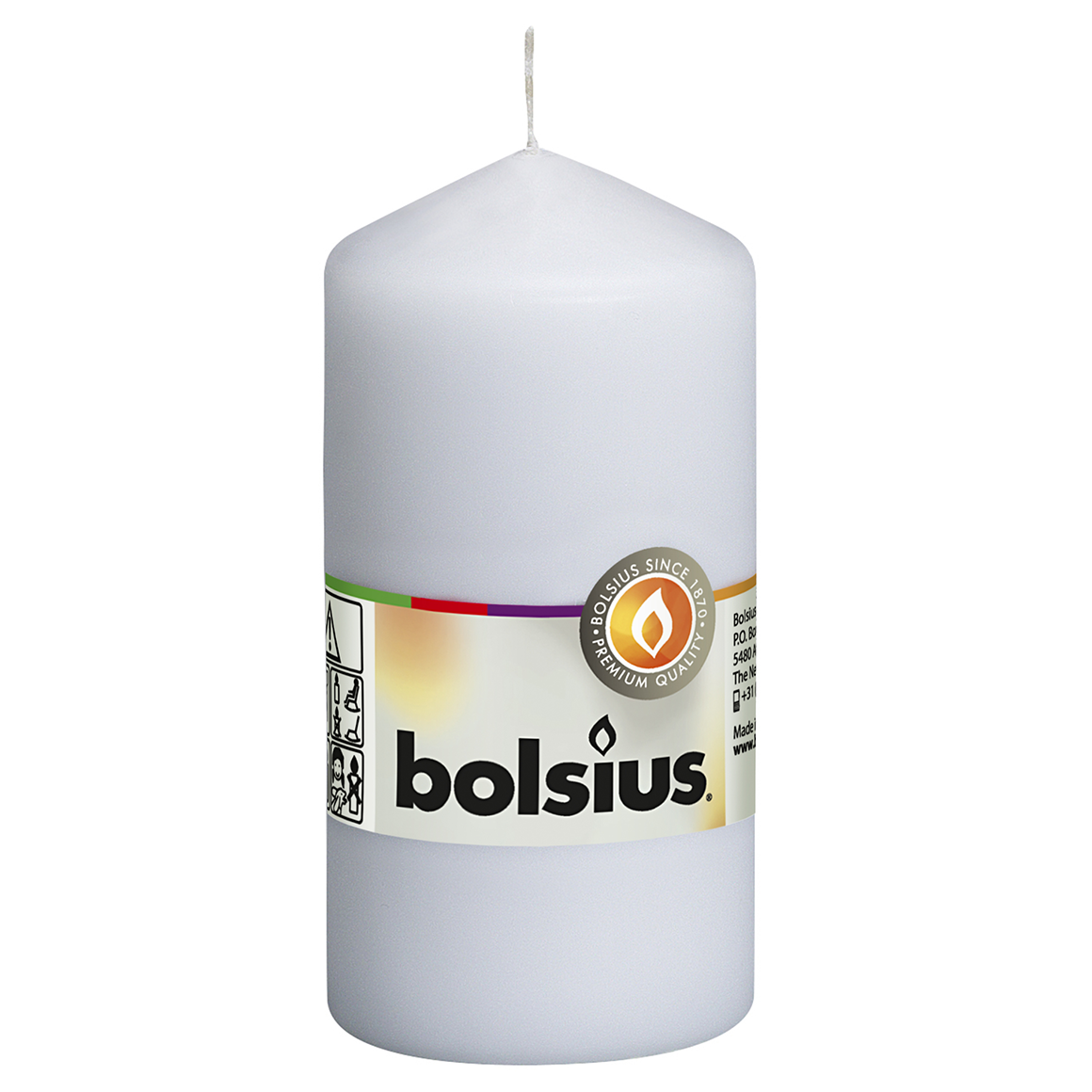Свеча Bolsius столбик, 12х6 см, белый (390102) - фото 1