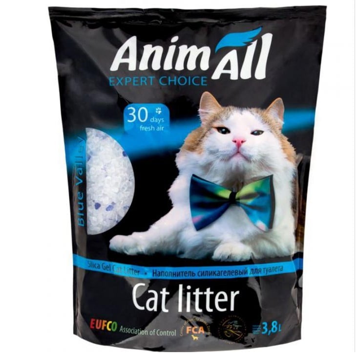 Силікагелевий наповнювач для котів AnimAll Кристали аквамарину, 3,8 л - фото 1