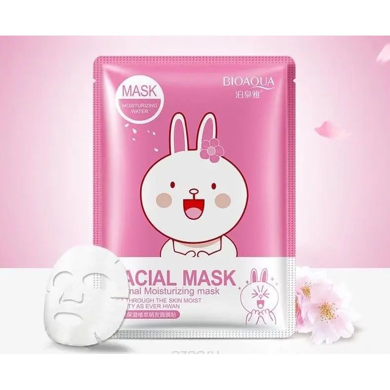 Тканинна маска Bioaqua Fasial Animal Mask Rabbit, з есенцією квіток вишні, 30 г - фото 1