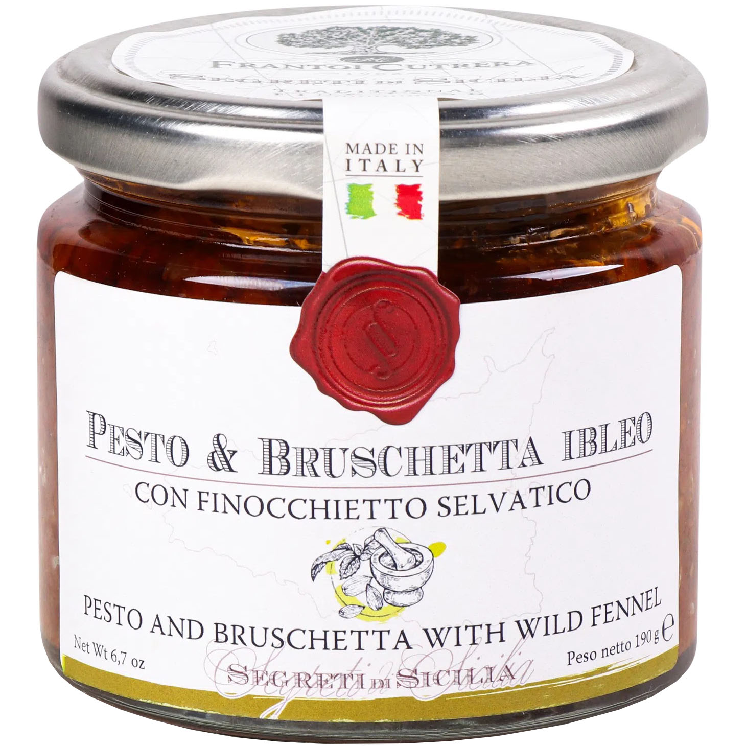 Соус Frantoi Cutrera Pesto & Bruschetta Ibleo песто з в'яленими томатами і фенхелем 190 г - фото 1