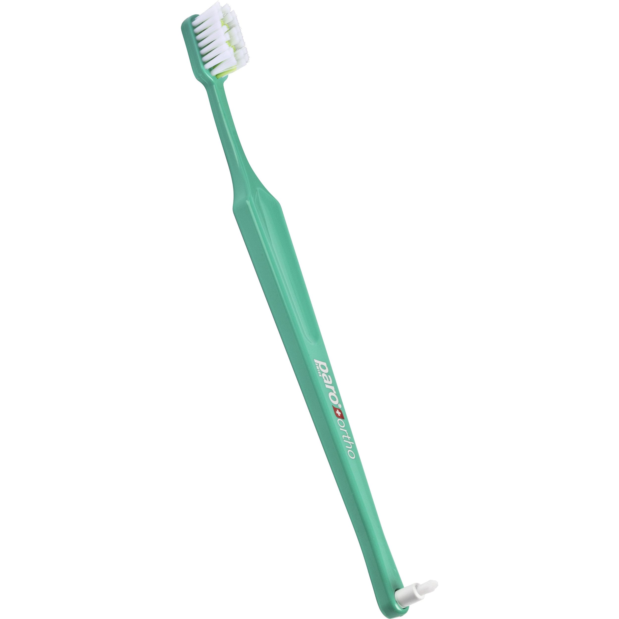 Зубная щетка Paro Swiss Ortho Brush ортодонтическая с монопучковой насадкой зеленая - фото 1