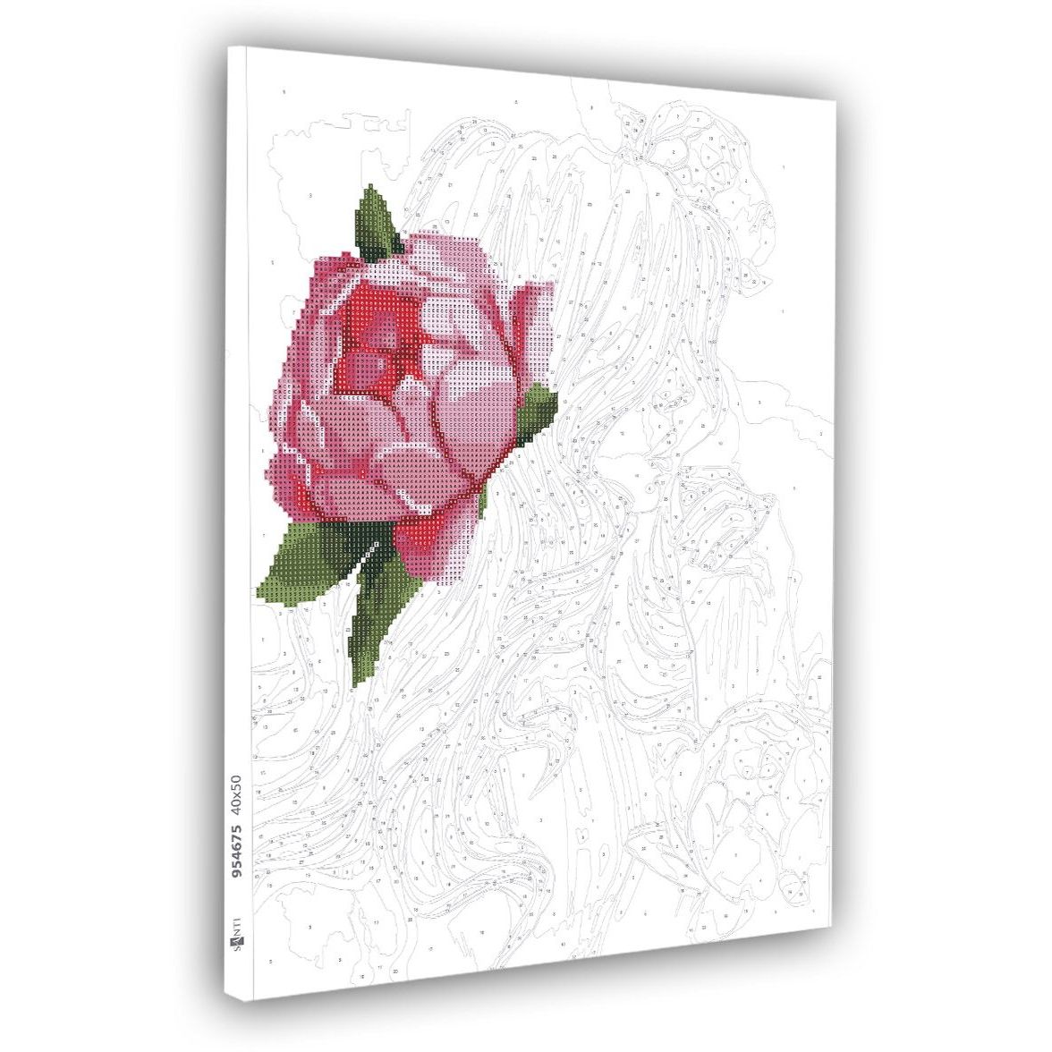 Картина по номерам Santi с алмазной мозаикой Девушка с розовыми пионами 40х50 см - фото 2