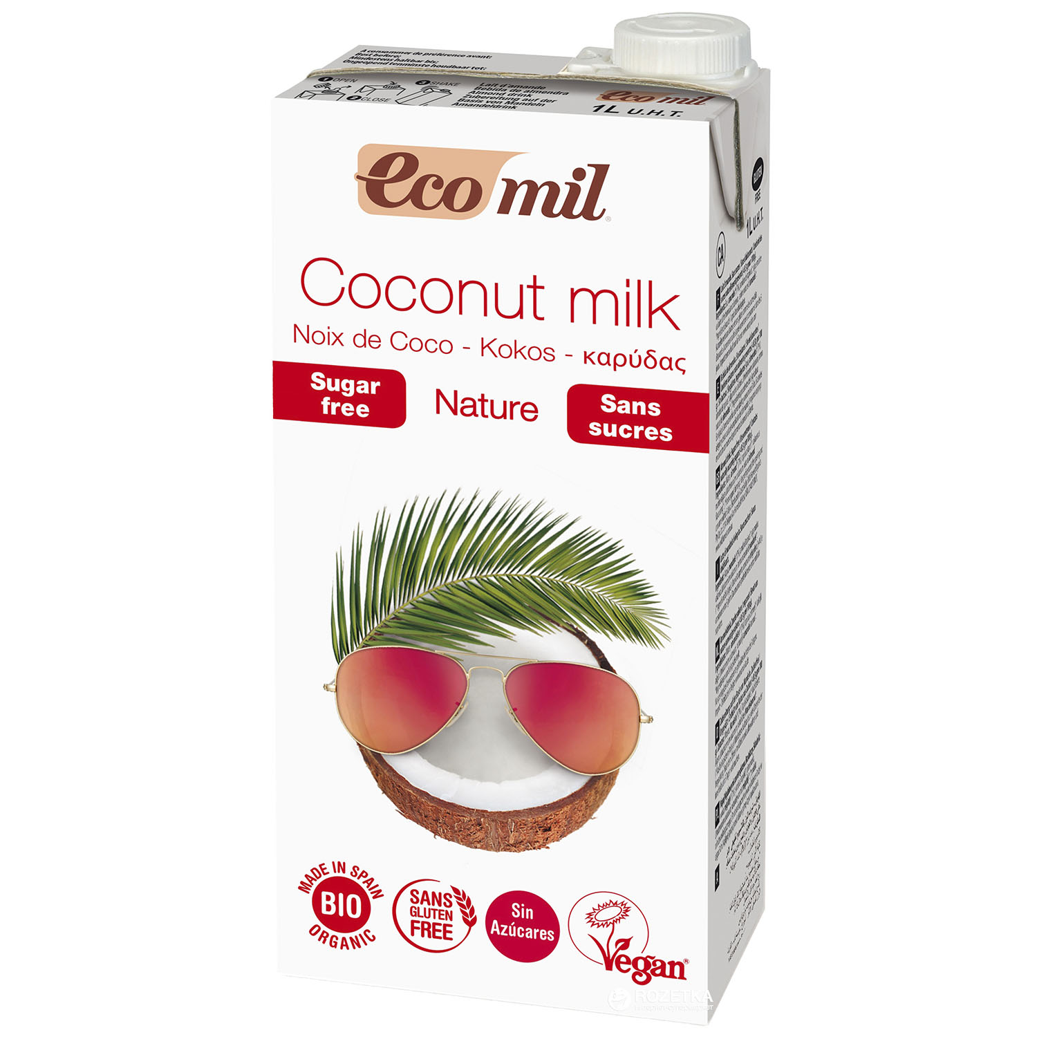 Рослинне молоко Ecomil із кокоса без цукру органічне 1 л - фото 1