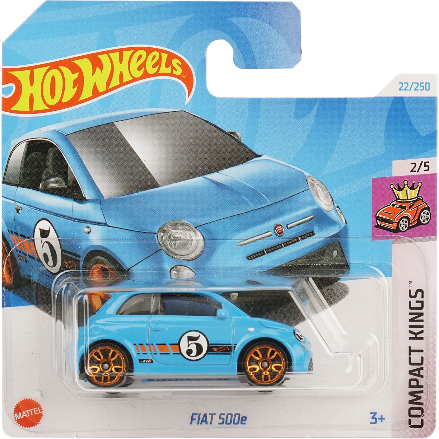 Базовая машинка Hot Wheels Compact Kings Fiat 500e голубая (5785) - фото 1