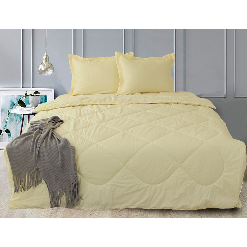 Комплект постельного белья TAG Tekstil 2-спальный Светло-желтый 000163671 (Ivory) - фото 1