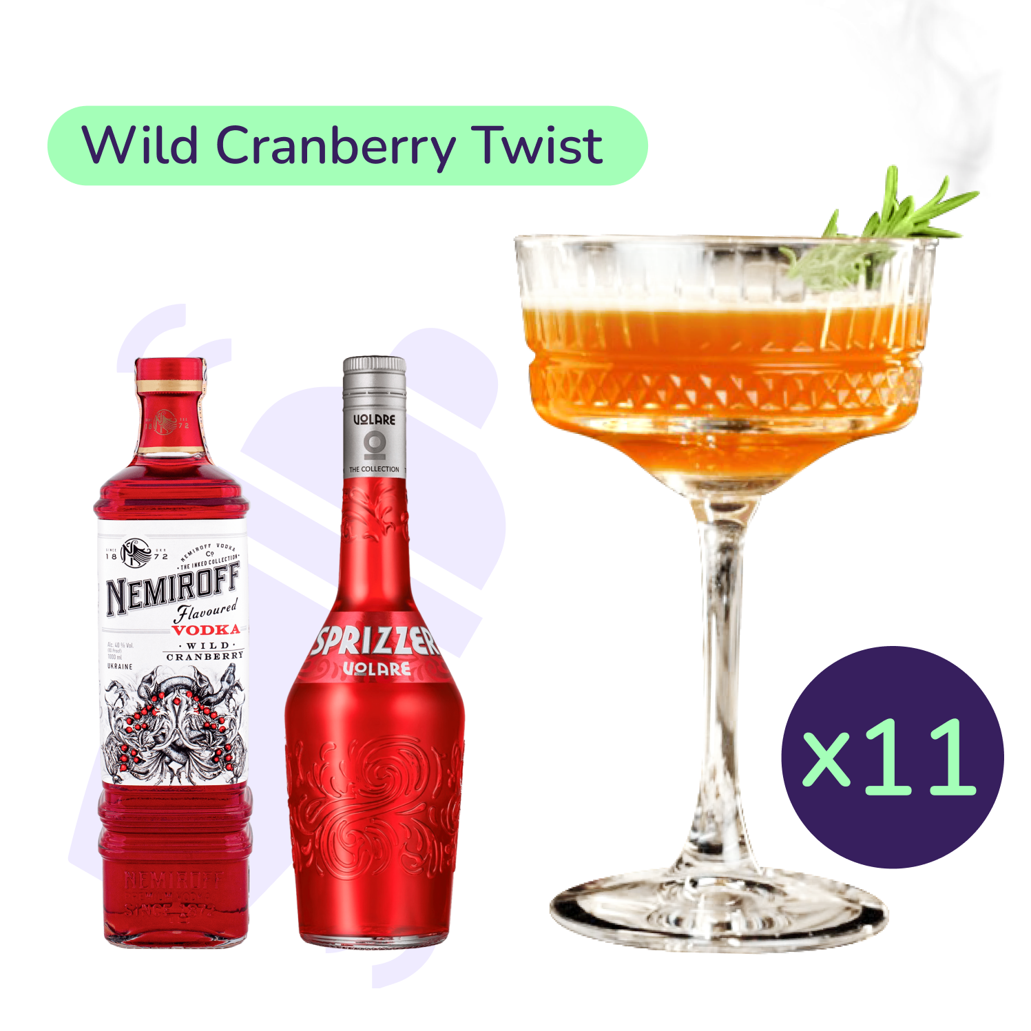 Коктейль Wild Cranberry Twist (набор ингредиентов) х11 на основе Nemiroff - фото 1