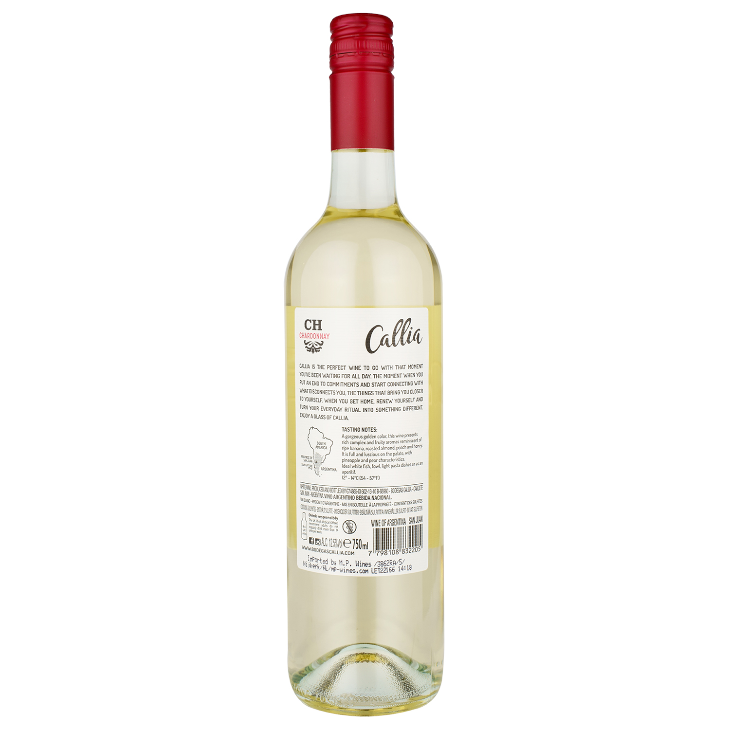 Вино Callia Chardonnay, біле, сухе, 13%, 0,75 л (90298) - фото 2