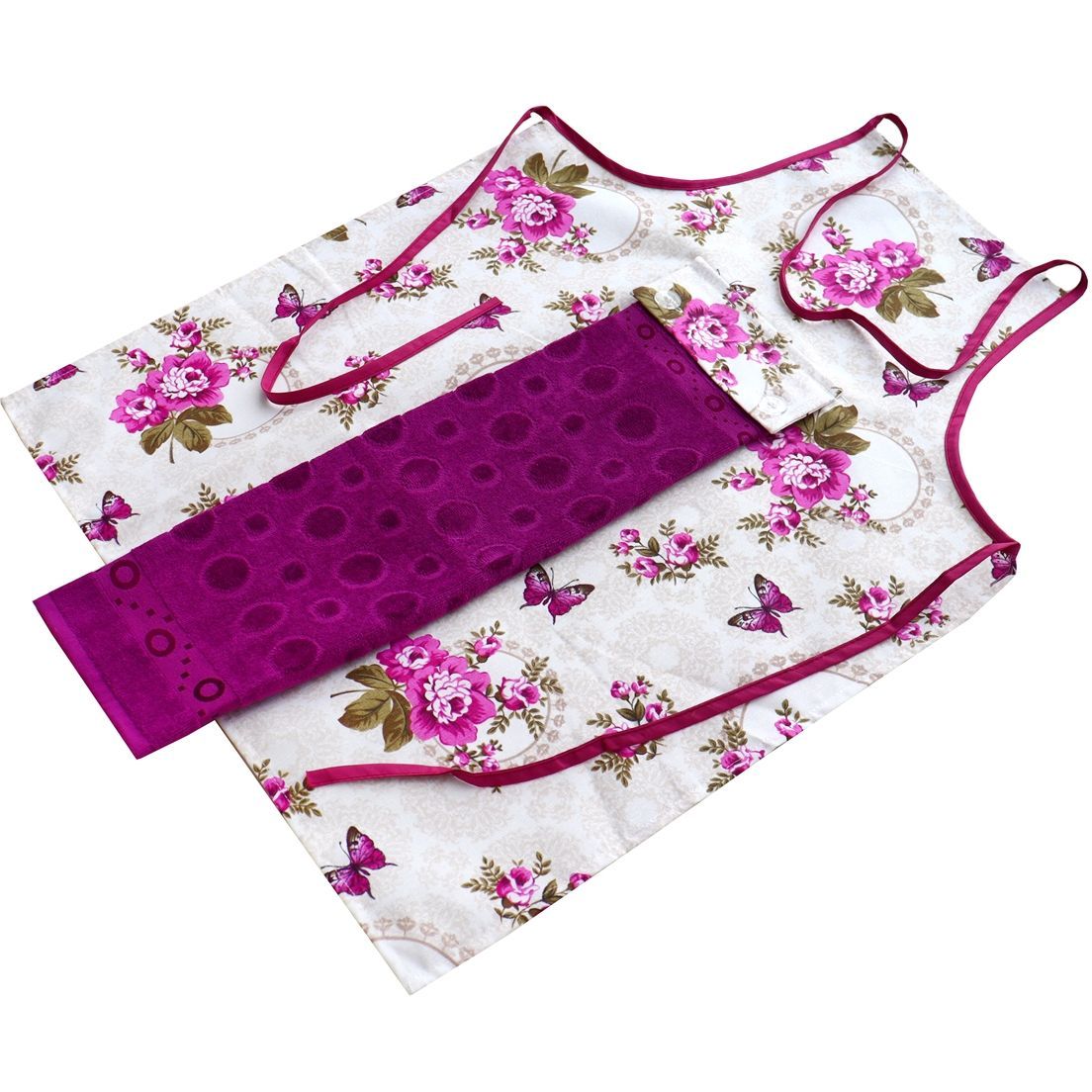 Набор для кухни IzziHome Flowers фартук + полотенце фиолетовое (607768) - фото 2