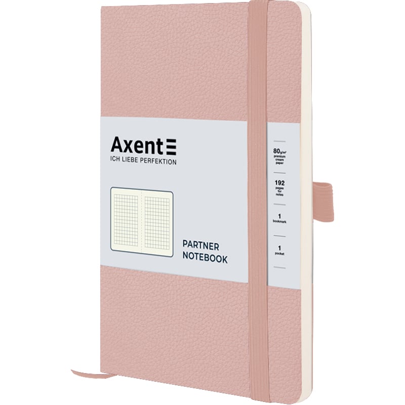Книга записная Axent Partner Soft Skin A5- в клеточку 96 листов пудровая (8616-24-A) - фото 1