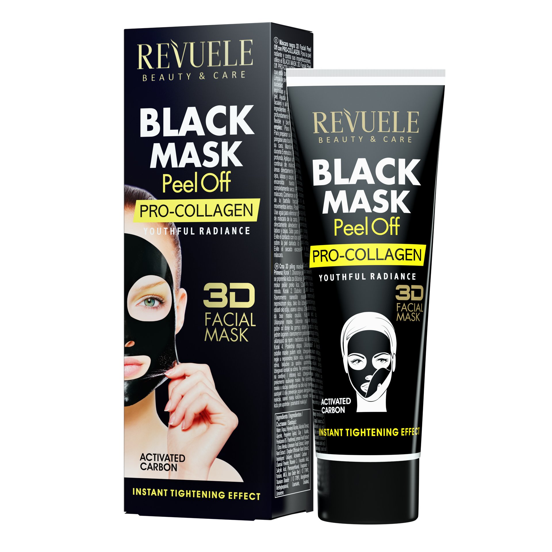 Фото - Маска для лица Чорна маска-плівка для обличчя Revuele Peel Off Pro-Collagen з проколагено