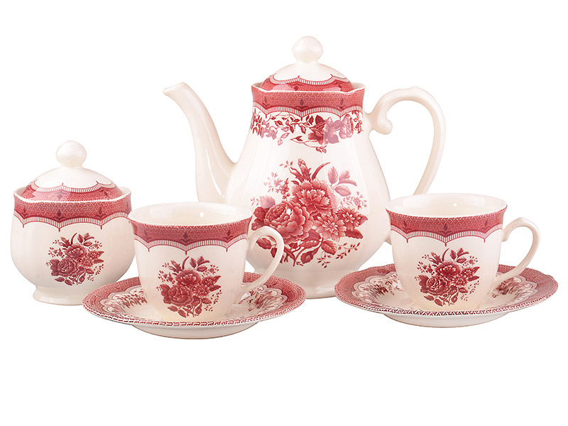Чайный набор Claytan Ceramics Виктория Пинк на 6 персон, 14 предметов (910-068) - фото 1
