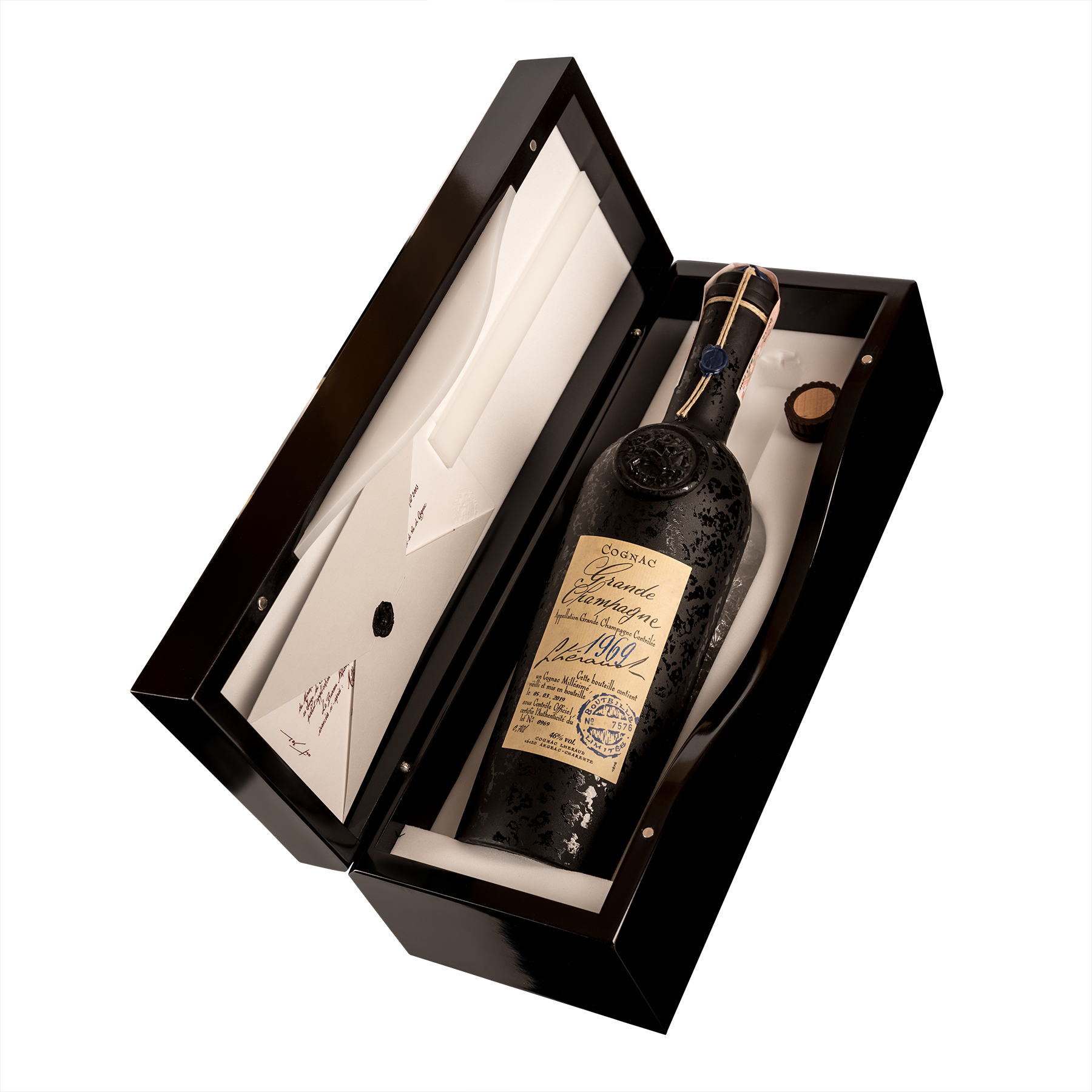 Коньяк Lheraud 1969 Grande Champagne, у дерев'яній коробці, 46%, 0,7 л - фото 3