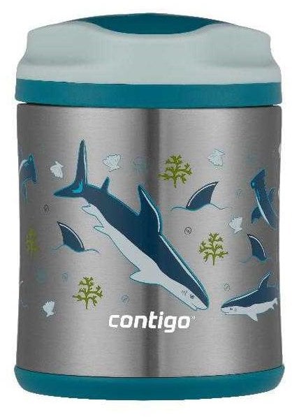Термос детский для еды Contigo,300 мл, серебристый с рисунком акул (2136765) - фото 1