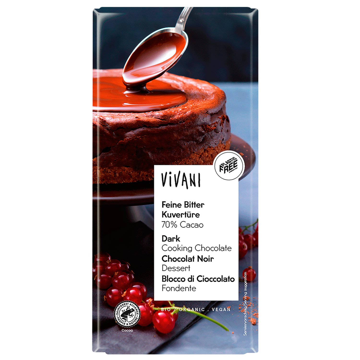 Кувертюр темный Vivani Cooking Chocolate 70% органический 200 г - фото 1