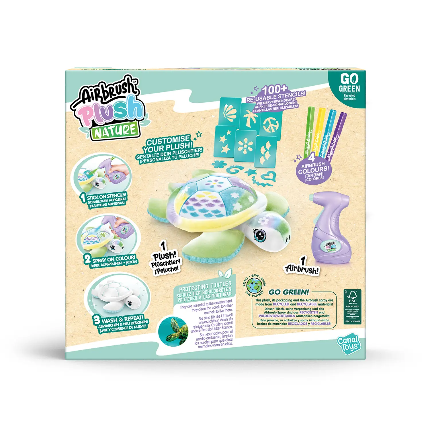 Набір для творчості Canal Toys DIY Airbrush Plush Nature Черепаха зелена (OFG280) - фото 10