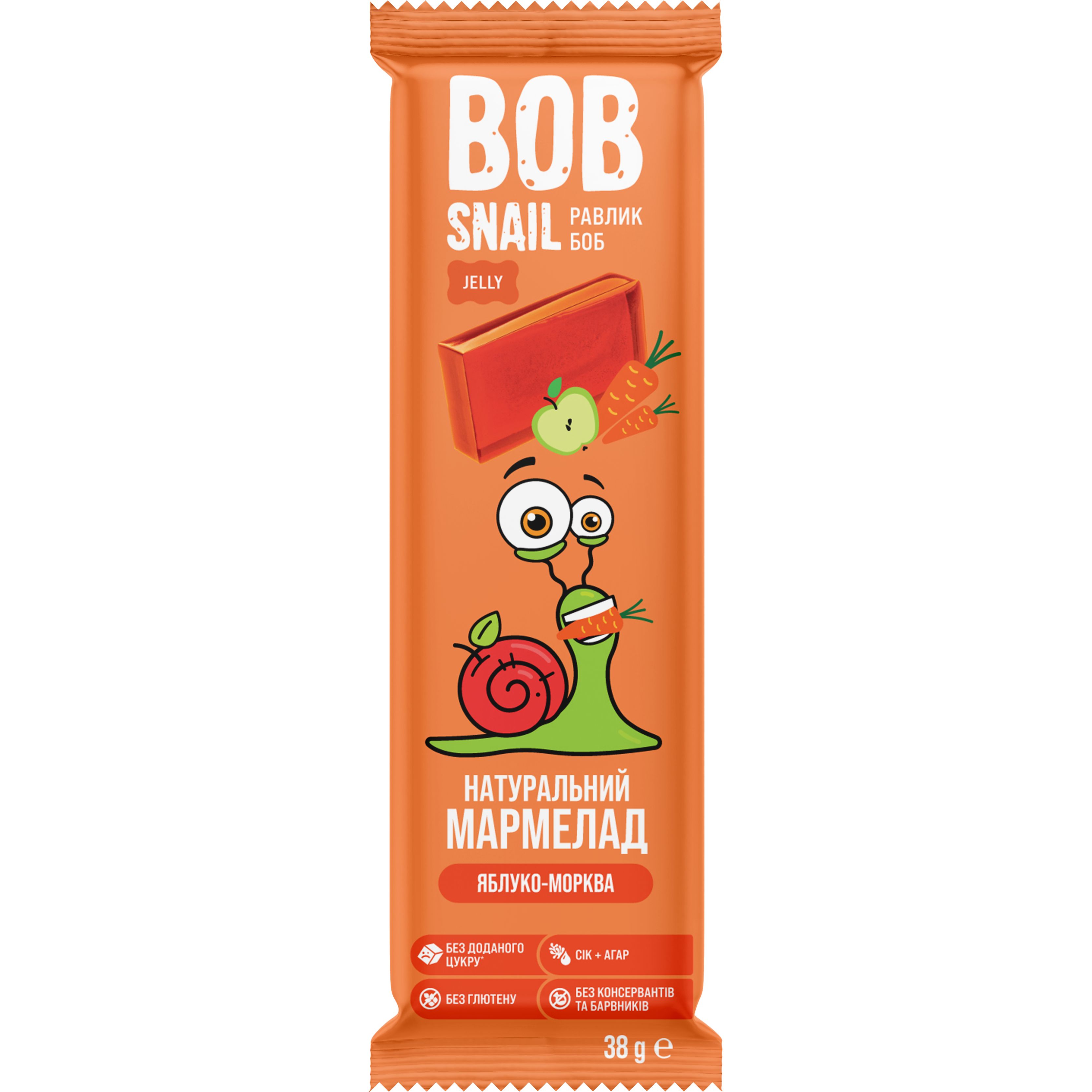 Фруктово-овочевий мармелад Bob Snail Яблуко-Морква 38 г - фото 1