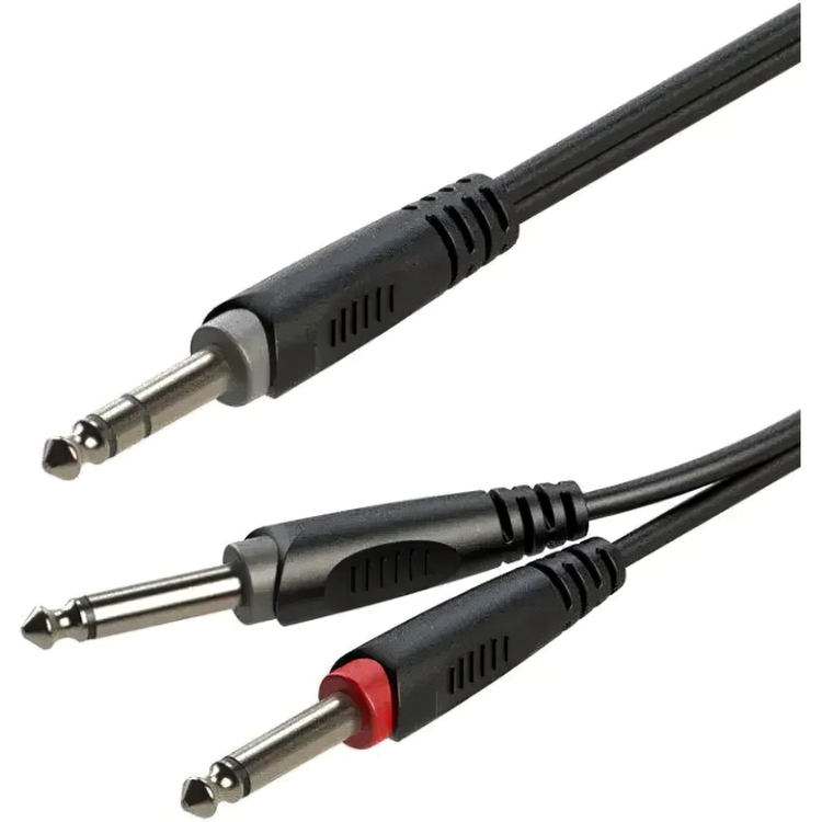 Готовый аудио кабель Roxtone Jack 6.3 Stereo - 2xJack 6.3 mono SAY-C100-L2 2м - фото 1