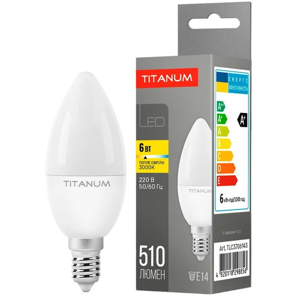 LED лампа Titanum C37 6W E14 3000K (TLС3706143) - фото 1