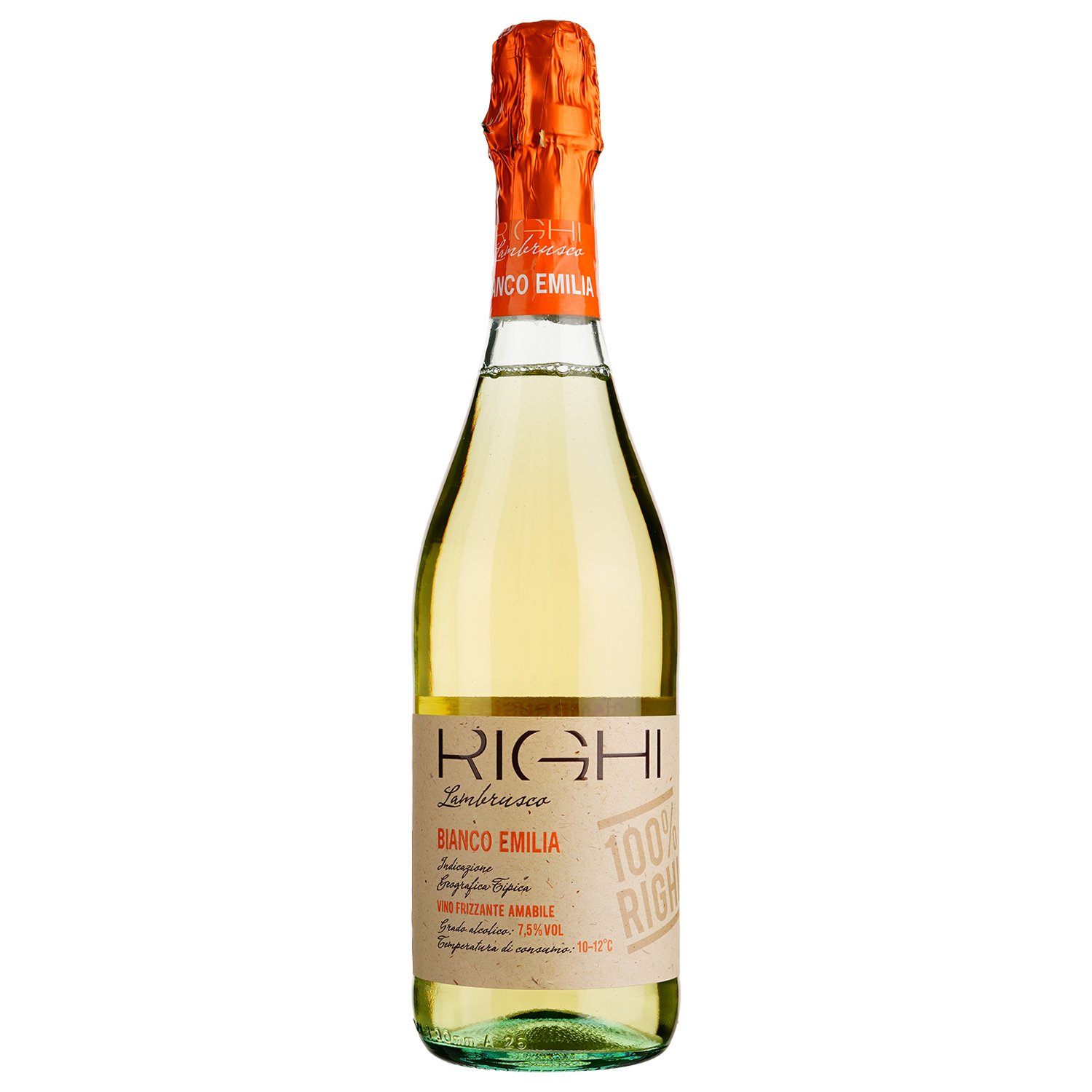 Игристое вино Righi Lambrusco Emilia IGT, белое, полусладкое, 7,5%, 0,75 л - фото 1