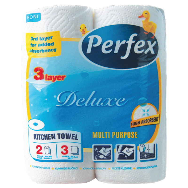 Паперові рушники Perfex Delux, тришарові, 2 рулони - фото 1