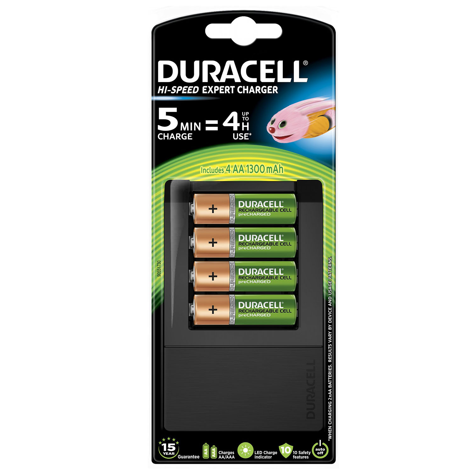 Зарядний пристрій для пальчикових та мізинчиків батарейок Duracell, 1300 mAh, CEF15 (81568893) - фото 1