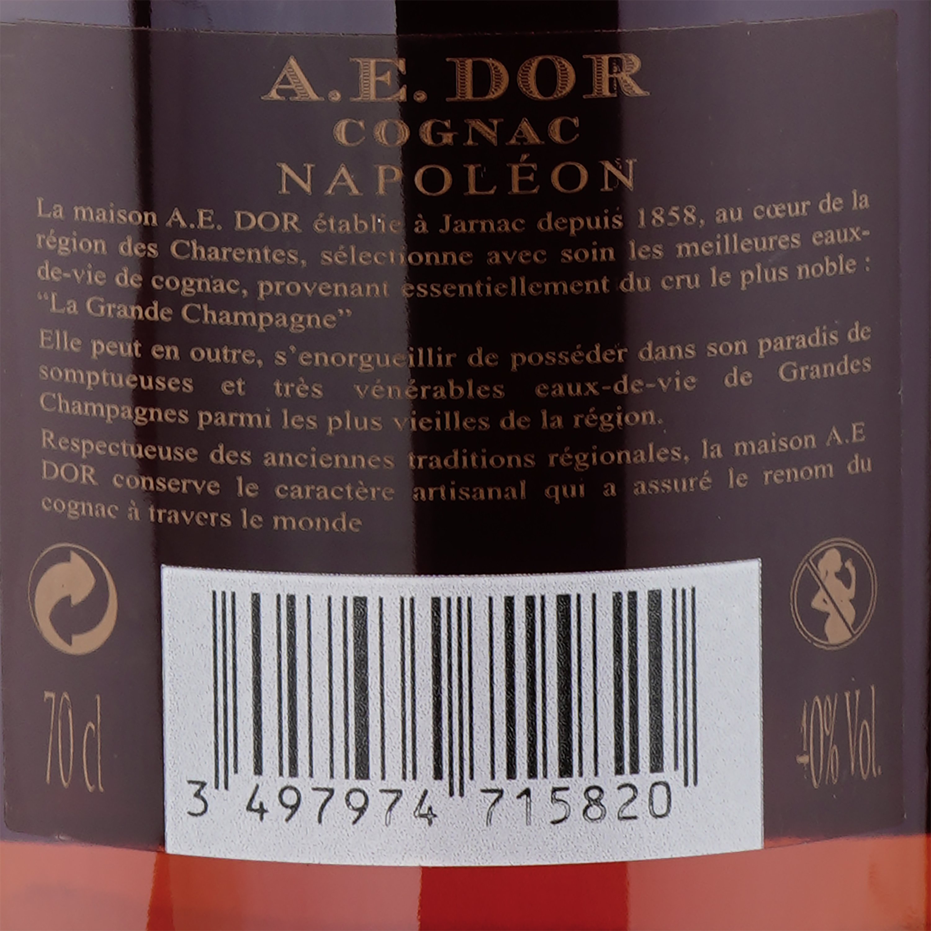 Коньяк A.E.Dor Napoleon, у подарунковій упаковці, 40%, 0,7 л - фото 3