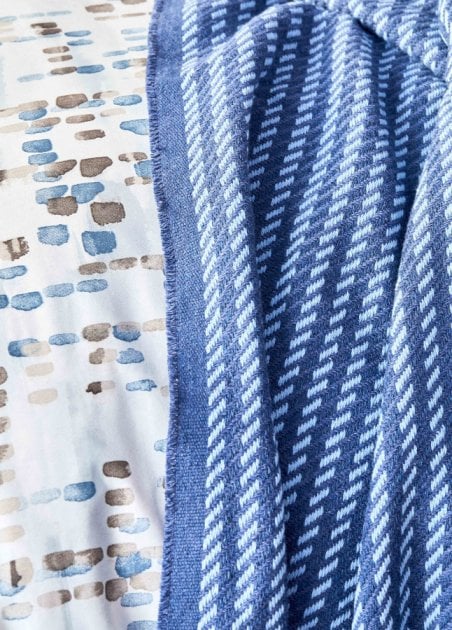 Набор постельное белье с пледом Karaca Home Vella mavi 2020-1, евро, голубой, 5 предметов (svt-2000022230896) - фото 3