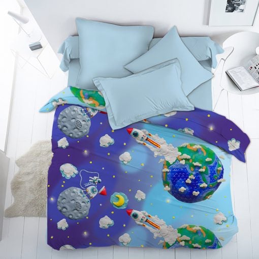 Комплект постельного белья Ecotton Поплин Пластилиновый Космос, полуторный, 210х147 см (21887) - фото 1