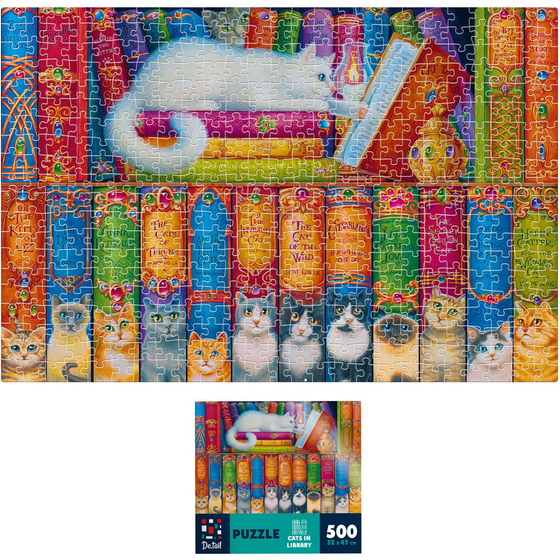 Пазли De.tail Коти в бібліотеці 500 елементів (DT500-11) - фото 3