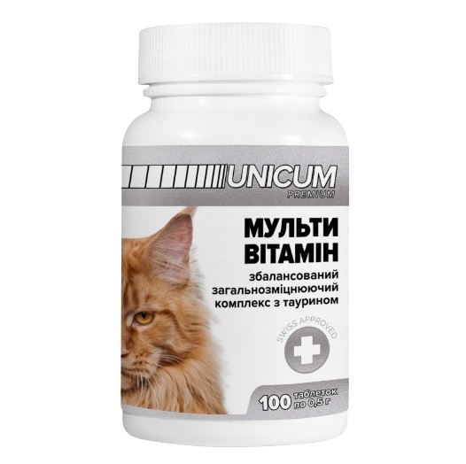 Вітаміни Unicum Рremium для котів мультивітамін, 100 таблеток, 50 г (UN-013) - фото 1