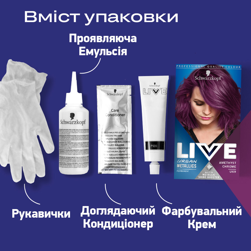 Краска для волос Schwarzkopf Live Urban Metallics U69 Amethyst Chrome - фото 6