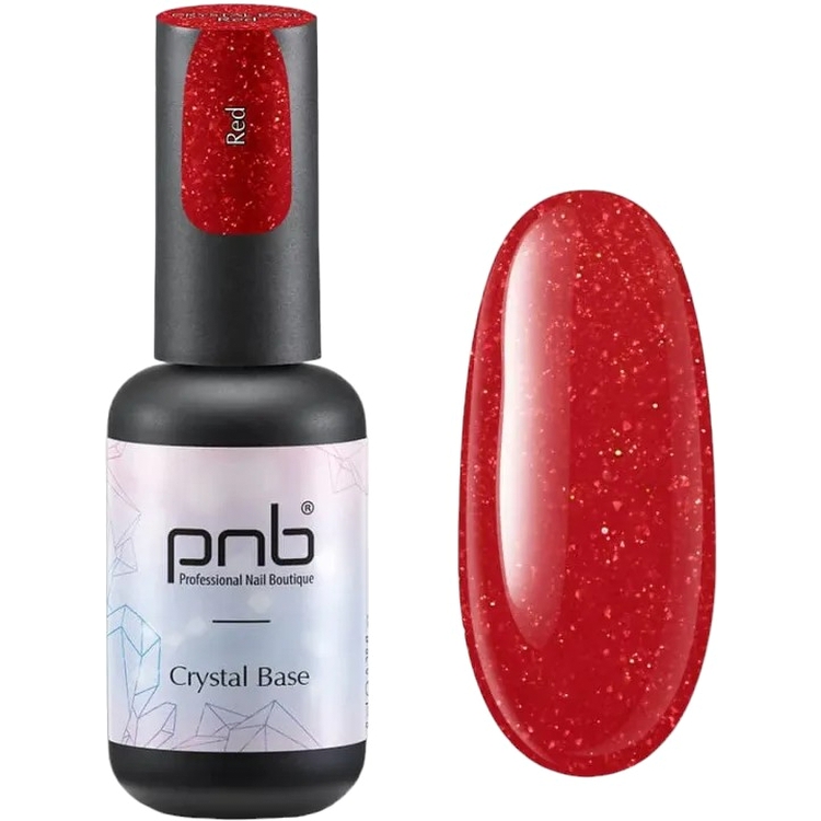 Блестящая база PNB UV/LED Crystal Base red светоотражающая 8 мл - фото 1