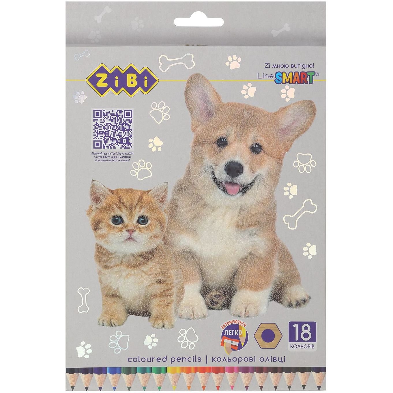 Олівці кольорові ZiBi Smart Line Собаки та коти 18 шт. (ZB.2428) - фото 1