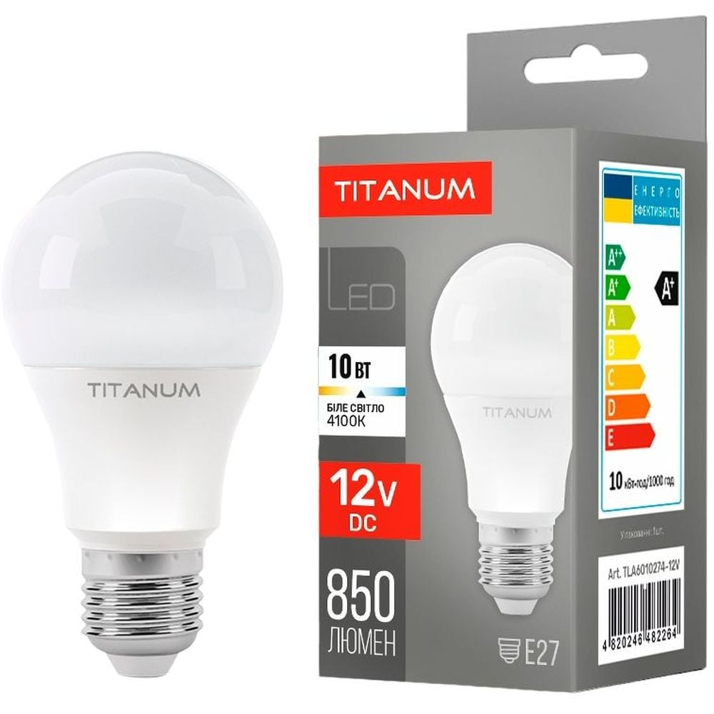 LED лампа Titanum A60 12V 10W E27 4100K (TLA6010274-12V) - фото 1
