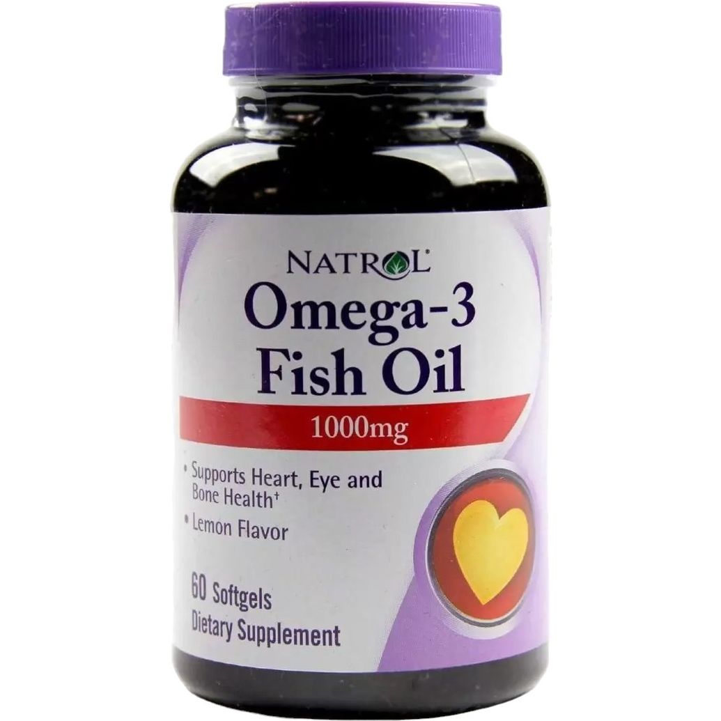 Рыбий жир Natrol Omega-3 Fish Oil со вкусом лимона 1000 мг 60 капсул - фото 1