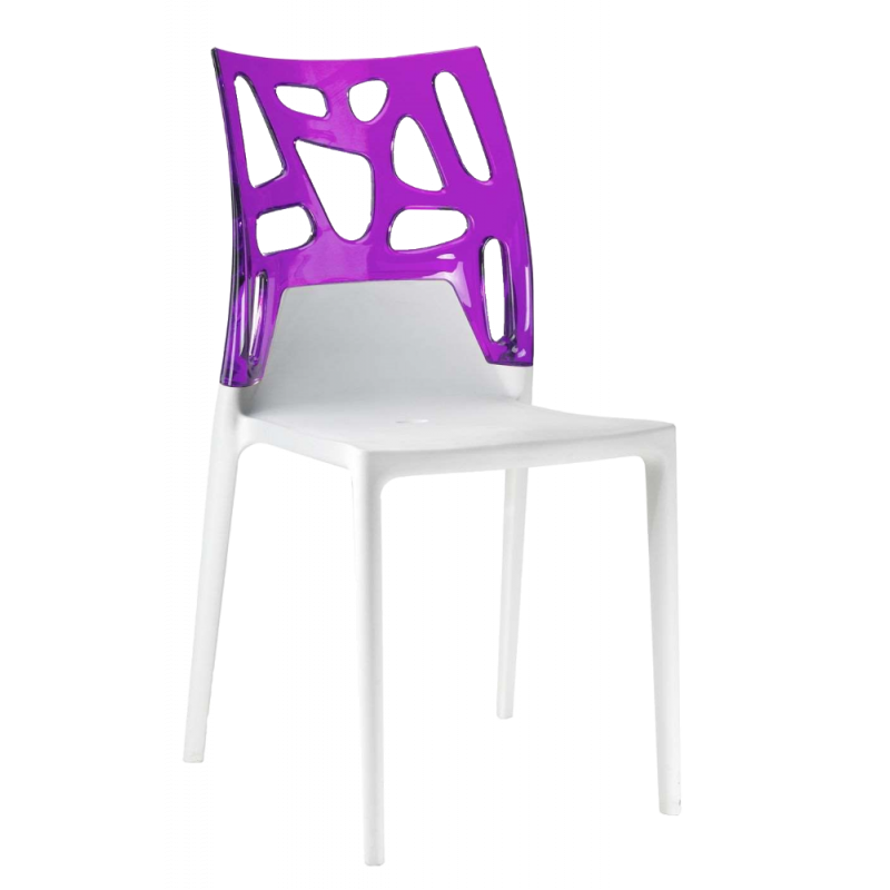 Стілець Papatya Ego-Rock, біле сидіння, верх прозоро-пурпурний (388948) - фото 1