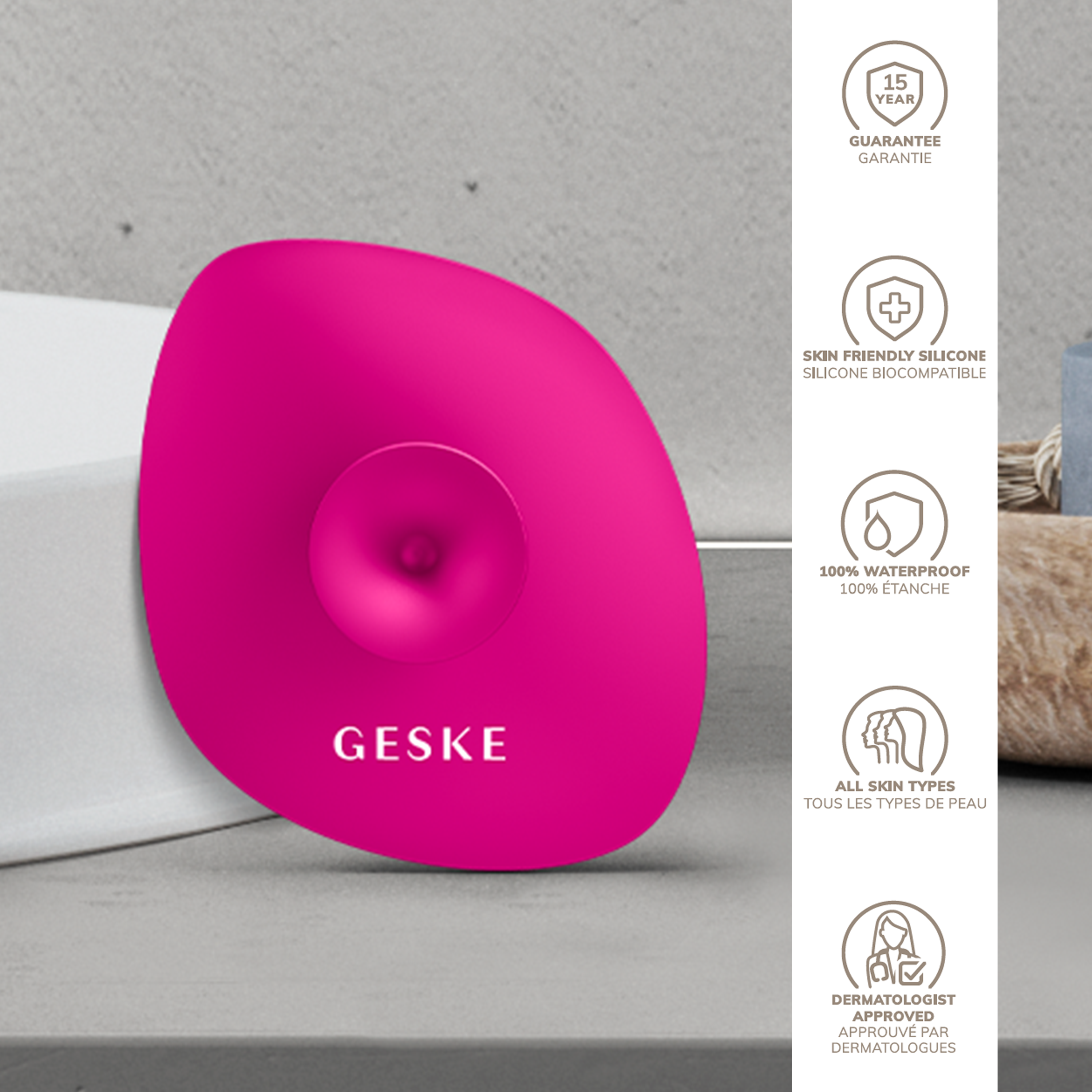 Щітка для обличчя GESKE Facial Brush 4 в 1 з тримачем бузкова - фото 6