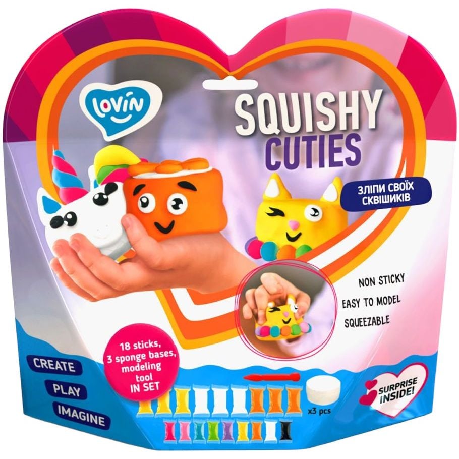 Набор для лепки Lovin Squishy Cuties 70131 с воздушным пластилином - фото 1