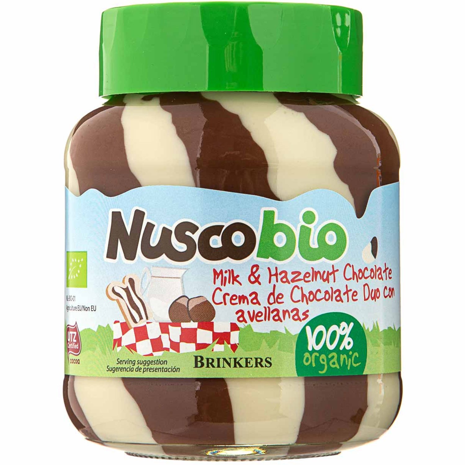 Паста Nuscobio з лісовими горіхами та молочним шоколадом органічна 400 г - фото 1