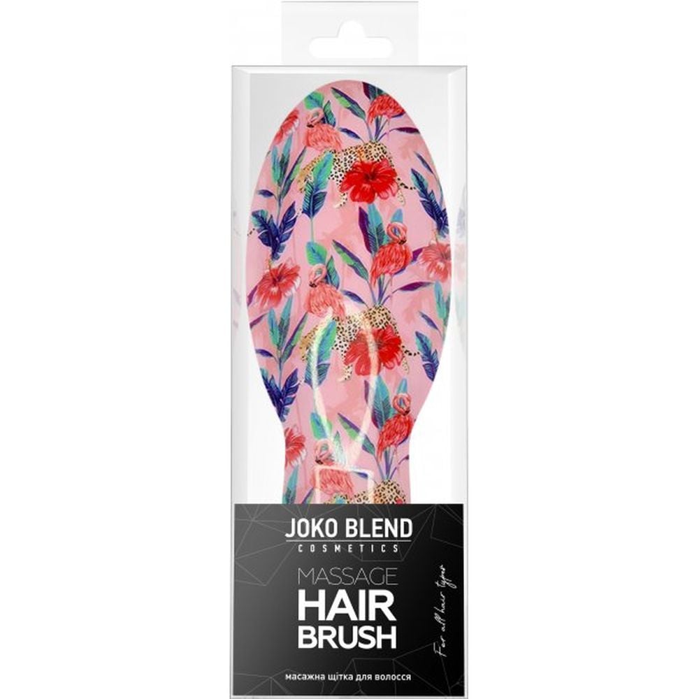 Массажная щетка для волос Joko Blend Tropical Jungle Hair Brush, малиновый с цветами и фламинго - фото 2