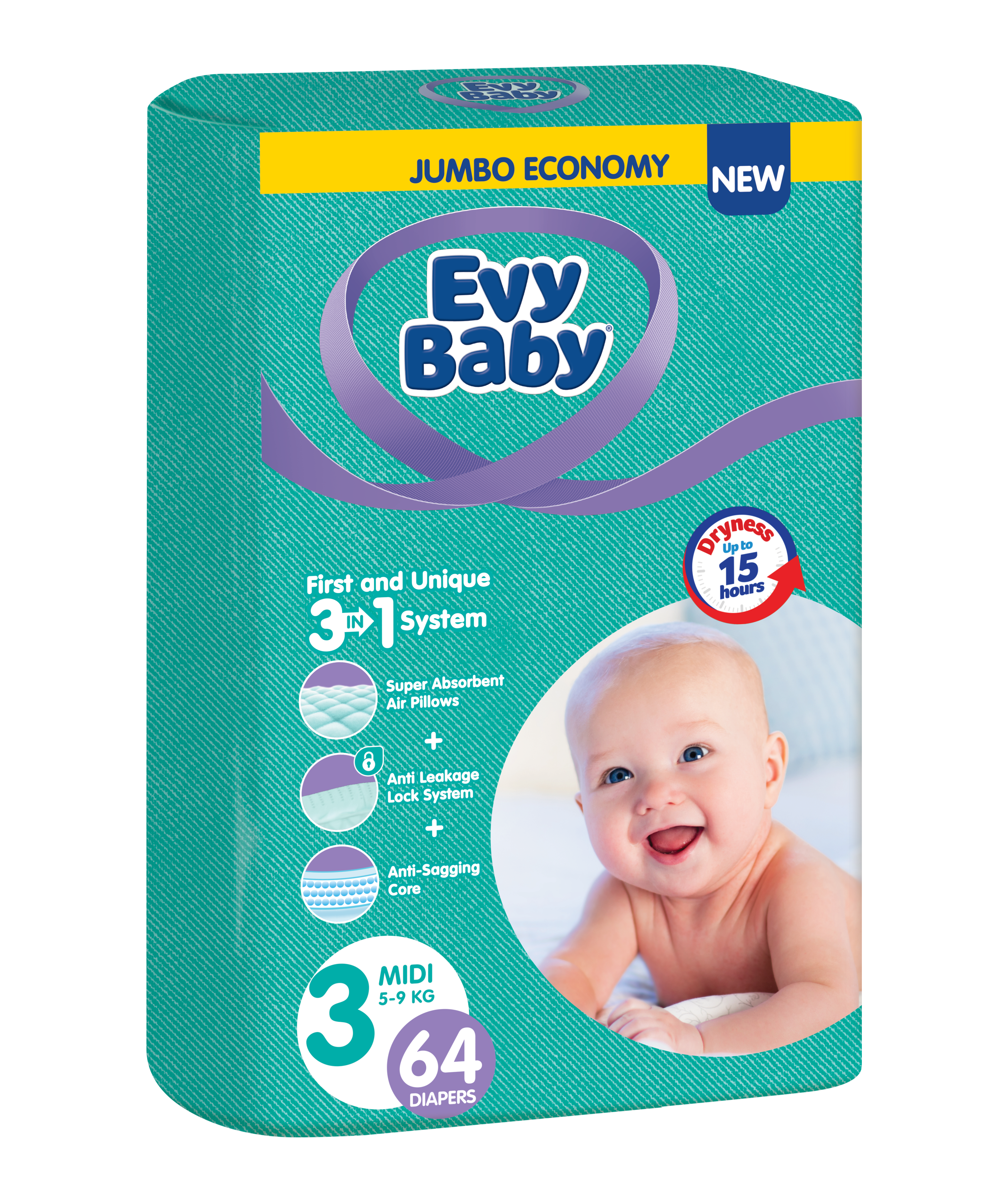 Підгузки Evy Baby 3 (5-9 кг), 64 шт. - фото 1
