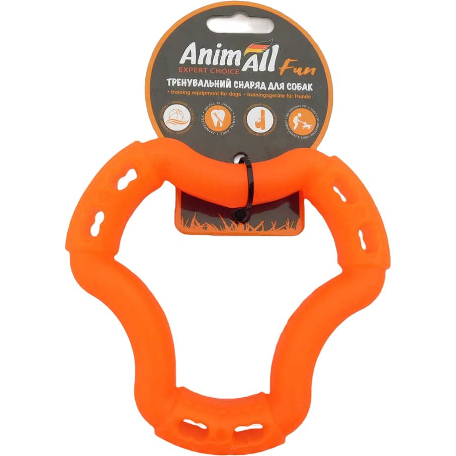 Іграшка для собак AnimAll Fun AGrizZzly Кільце шестистороннє помаранчева 15 см - фото 1
