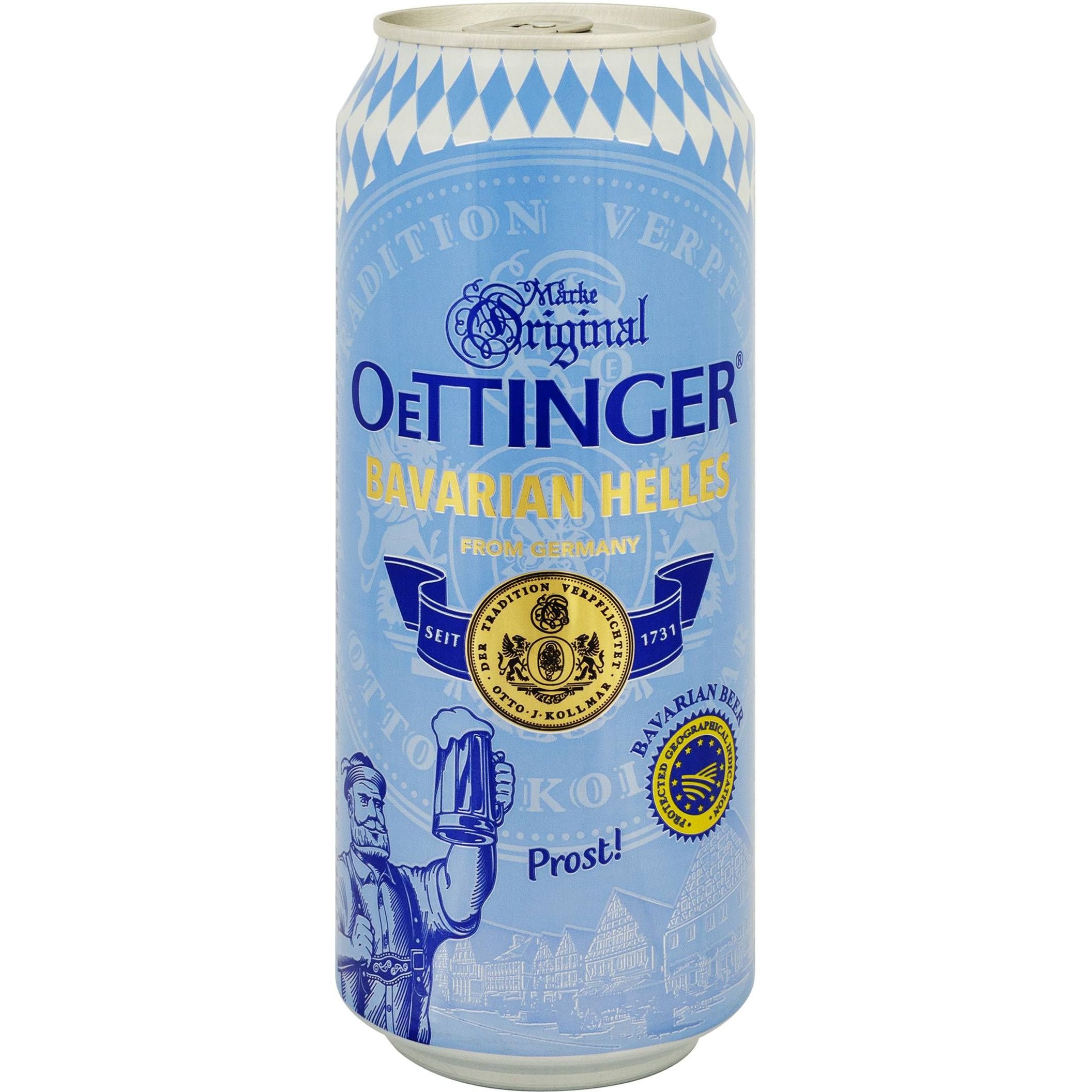 Пиво Oettinger Bavarian Helles світле 4.7% з/б 0.5 л - фото 1