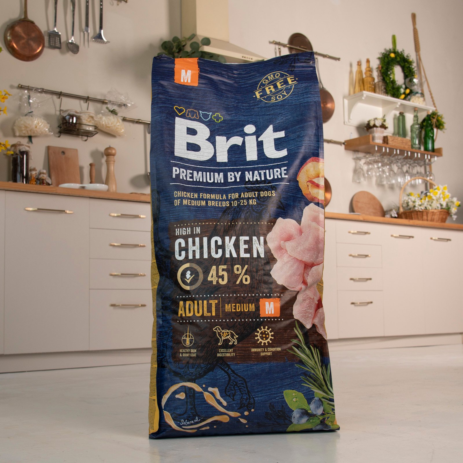 Сухий корм для собак середніх порід Brit Premium Dog Adult М, з куркою, 15 кг - фото 6