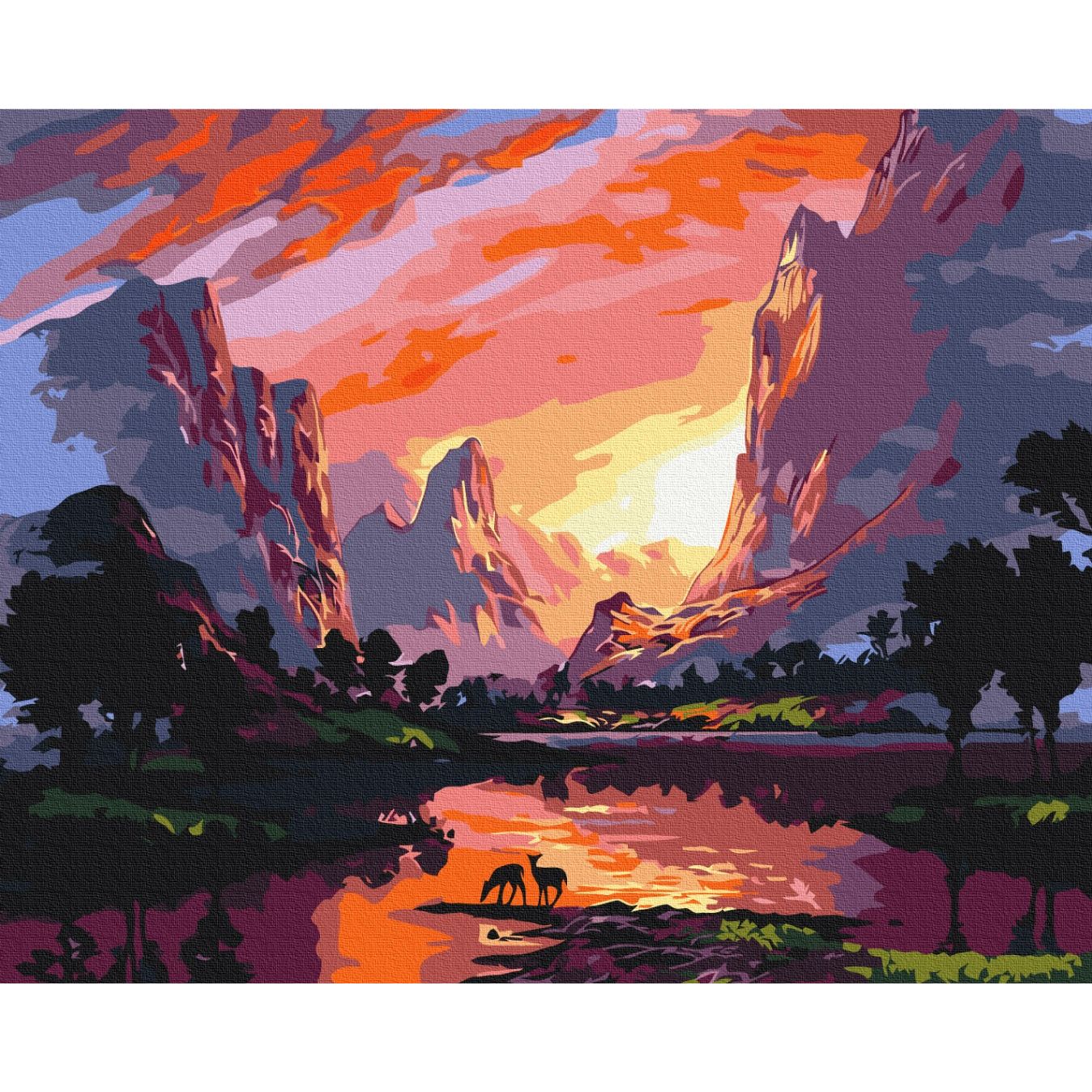 Картина за номерами Яскравий захід сонця в горах Brushme 40x50 см різнокольорова 000276972 - фото 1
